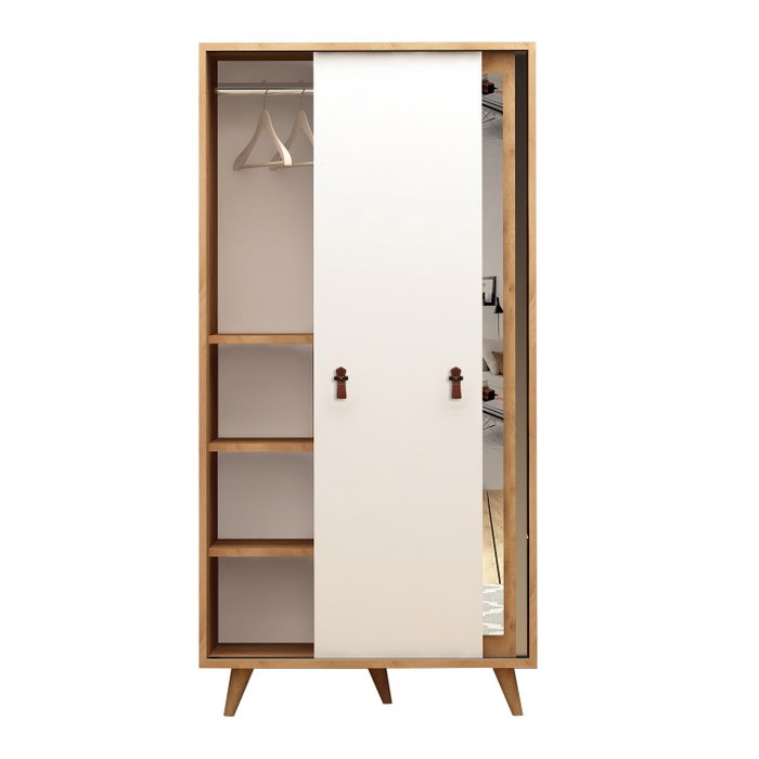 Hanah Home Armario con Espejo Roble y Blanco Hanah Home Armario con Espejo Roble y Blanco